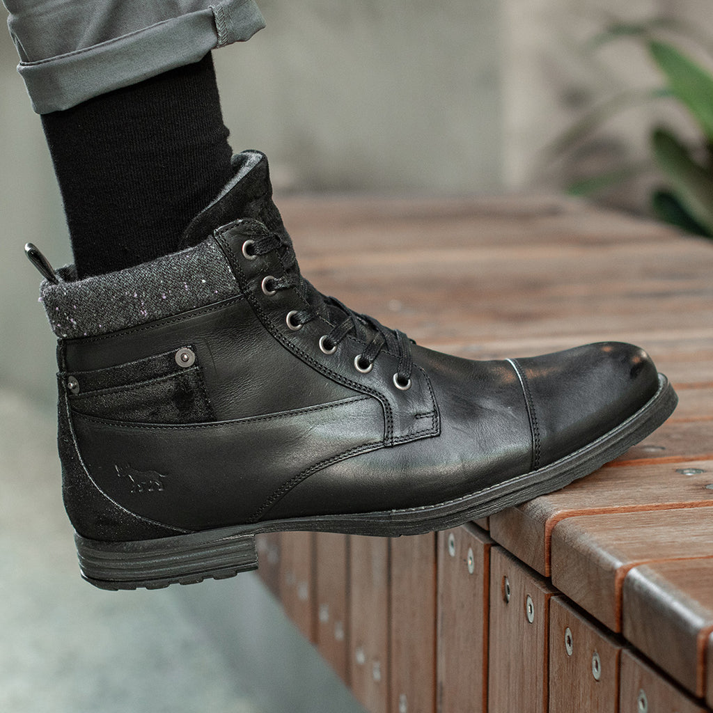 Aireys Black Mens Lace Up Boots Wild Rhino Shoes