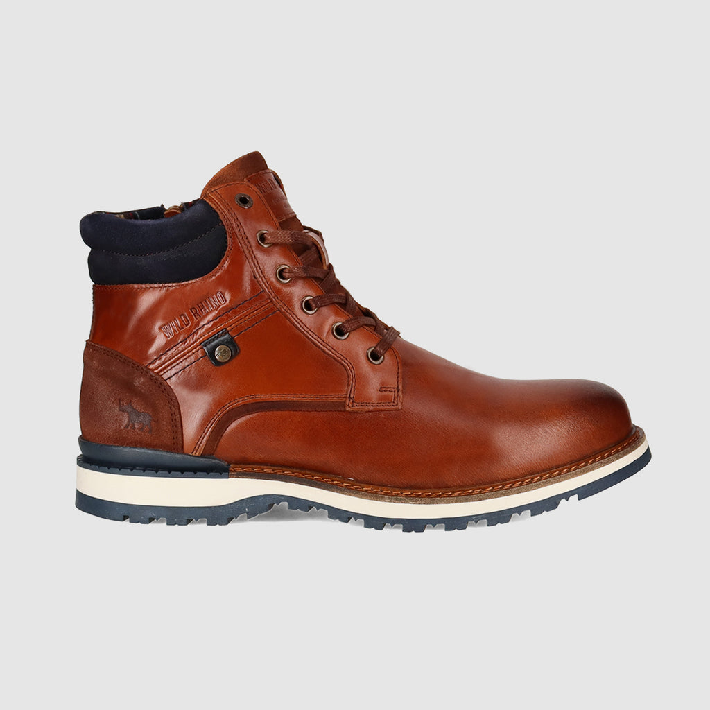 Stud Cognac Mens Lace Up Boots Wild Rhino Shoes