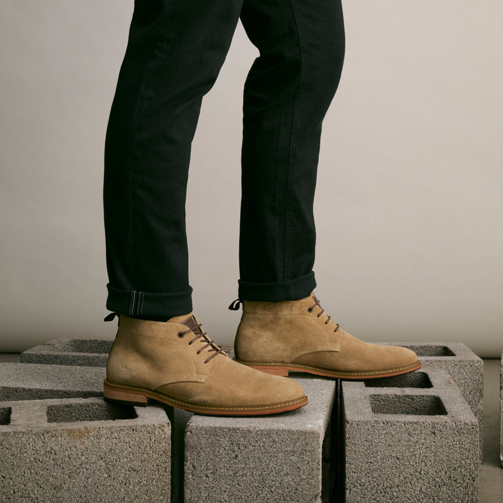 Clapton Beige Suede Mens Lace Up Boots Wild Rhino Shoes