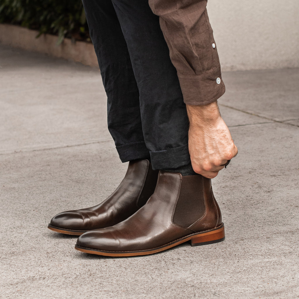 Lanx Brown Leather Outdoor Boots Brown Chelsea Boots Men's Black