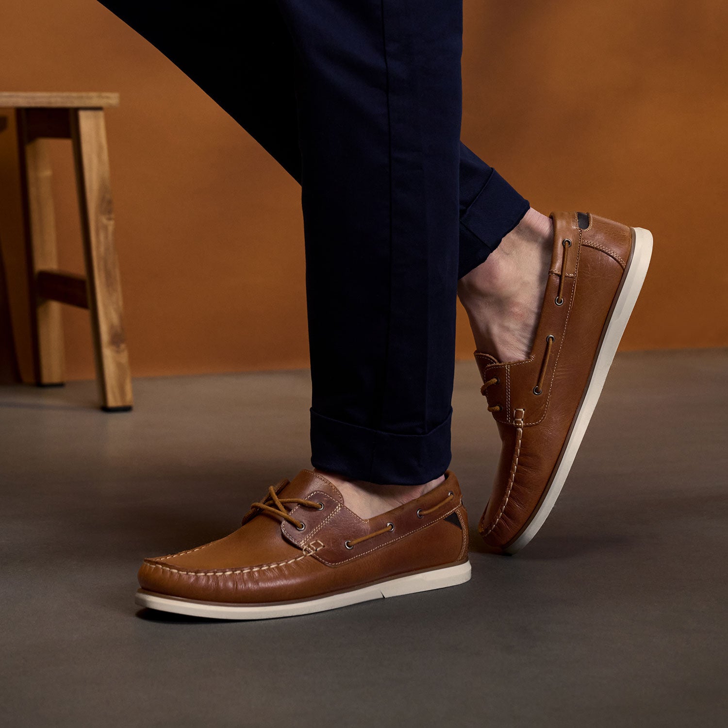 Brighton Cognac Mens Boat Shoes Wild Rhino Shoes