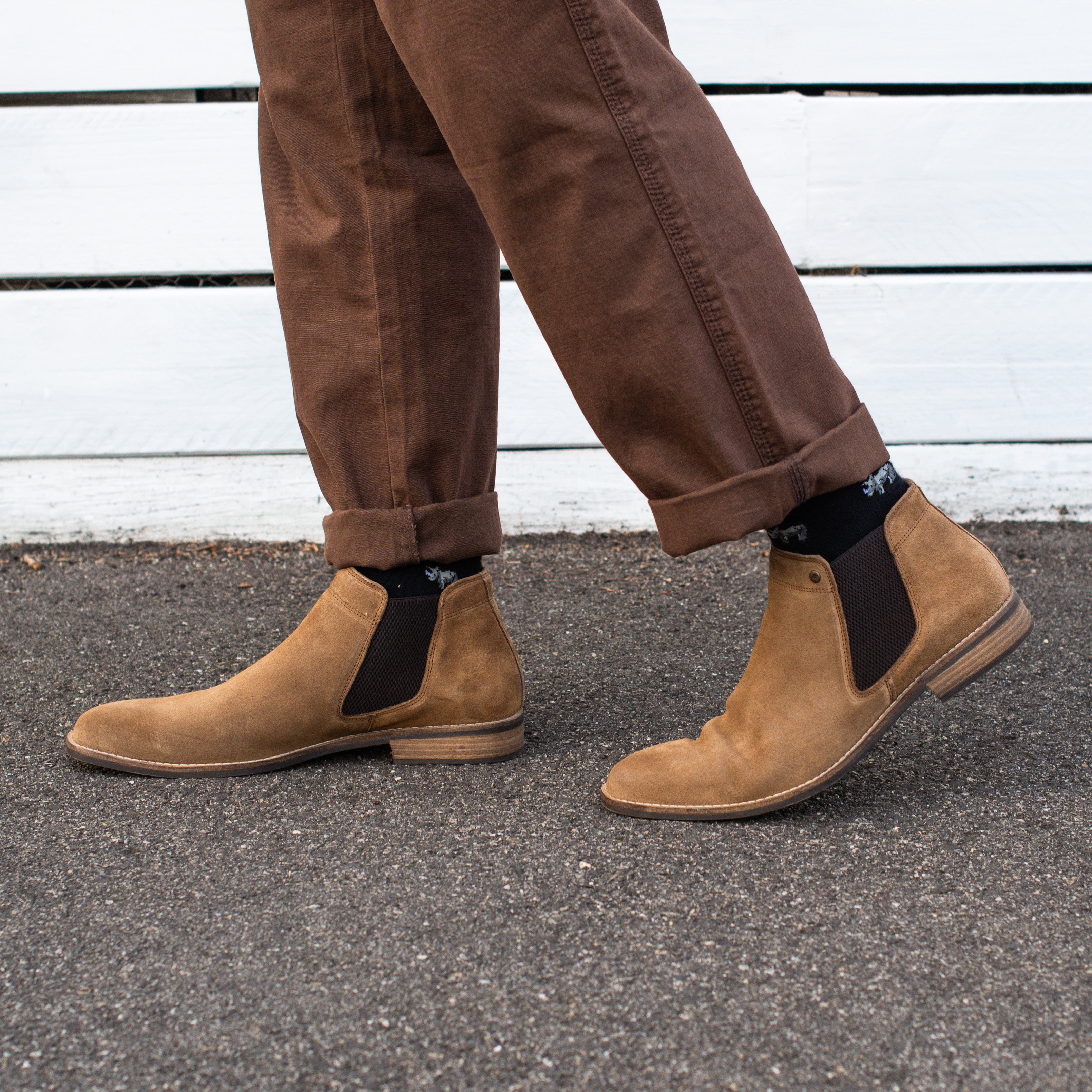 Beige suede chelsea outlet boots