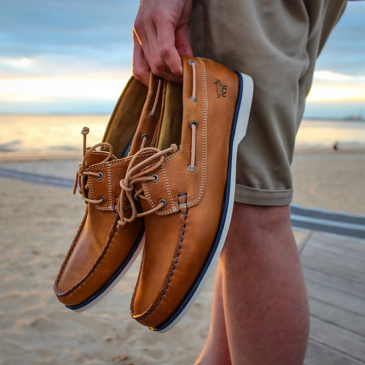 Byron Tan Mens Boat Shoes Wild Rhino Shoes - Main Image