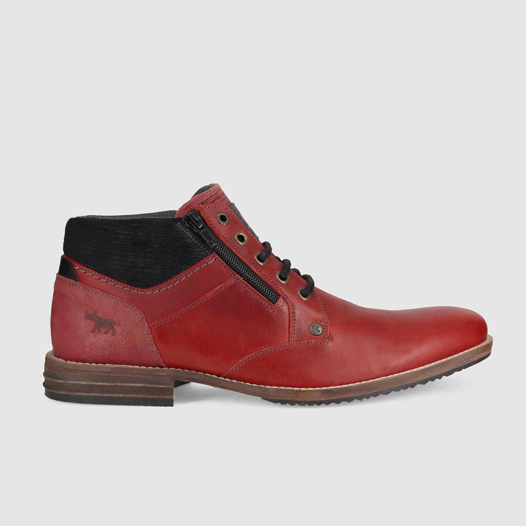 Mens red leather boots hotsell