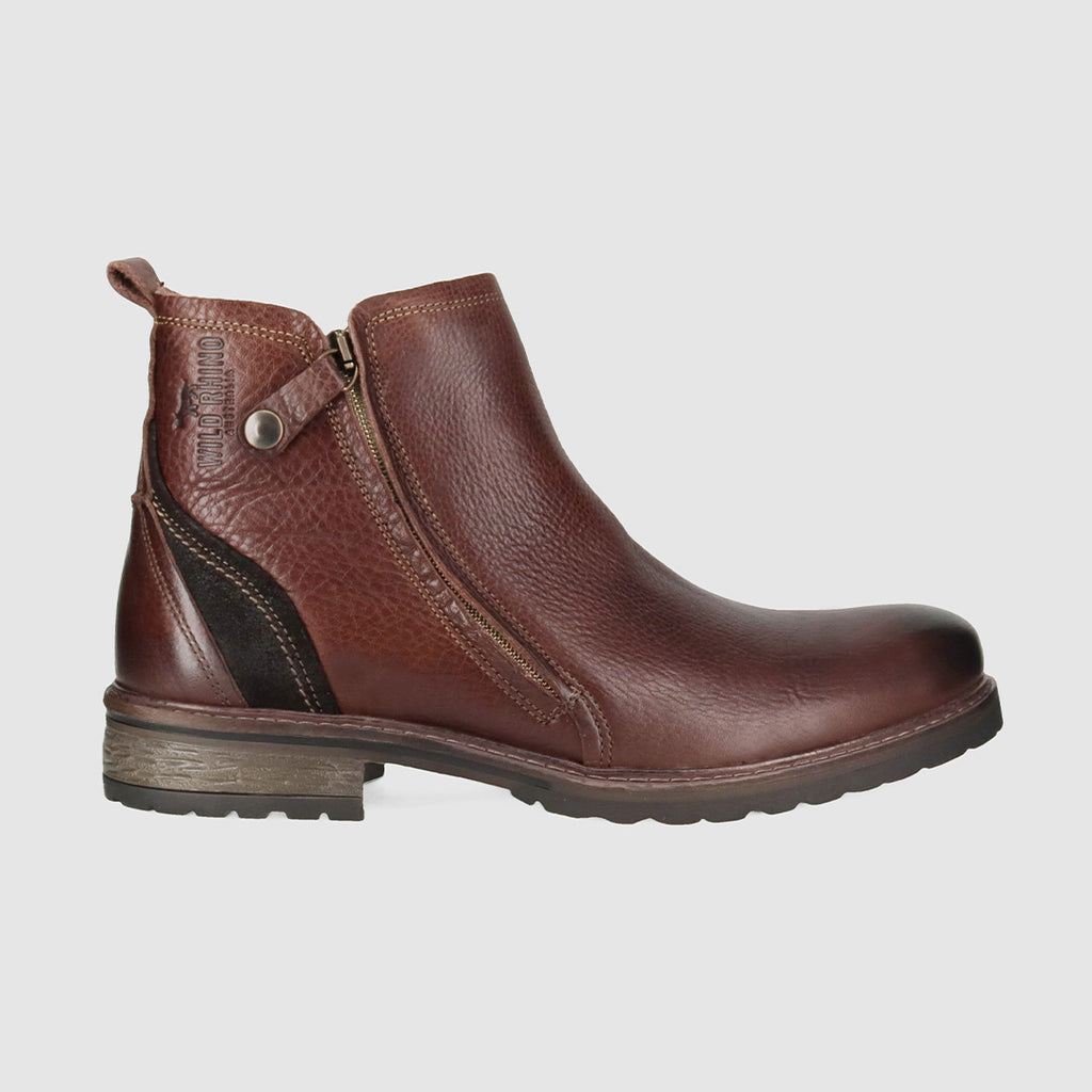 Hunter Dark Brown - Mens Zip Up Boots - Wild Rhino Shoes