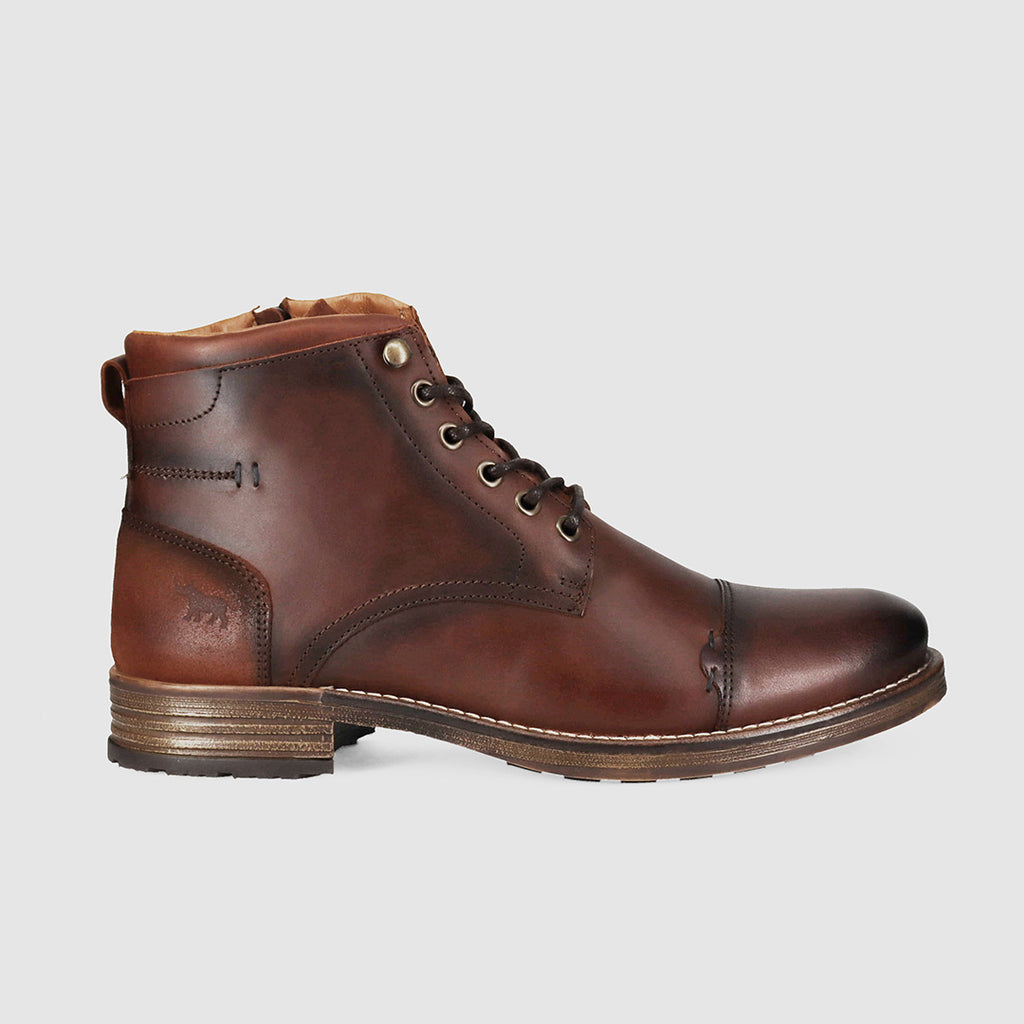 Scotia Burnished Brown - Mens Lace Up Boots - Wild Rhino Shoes